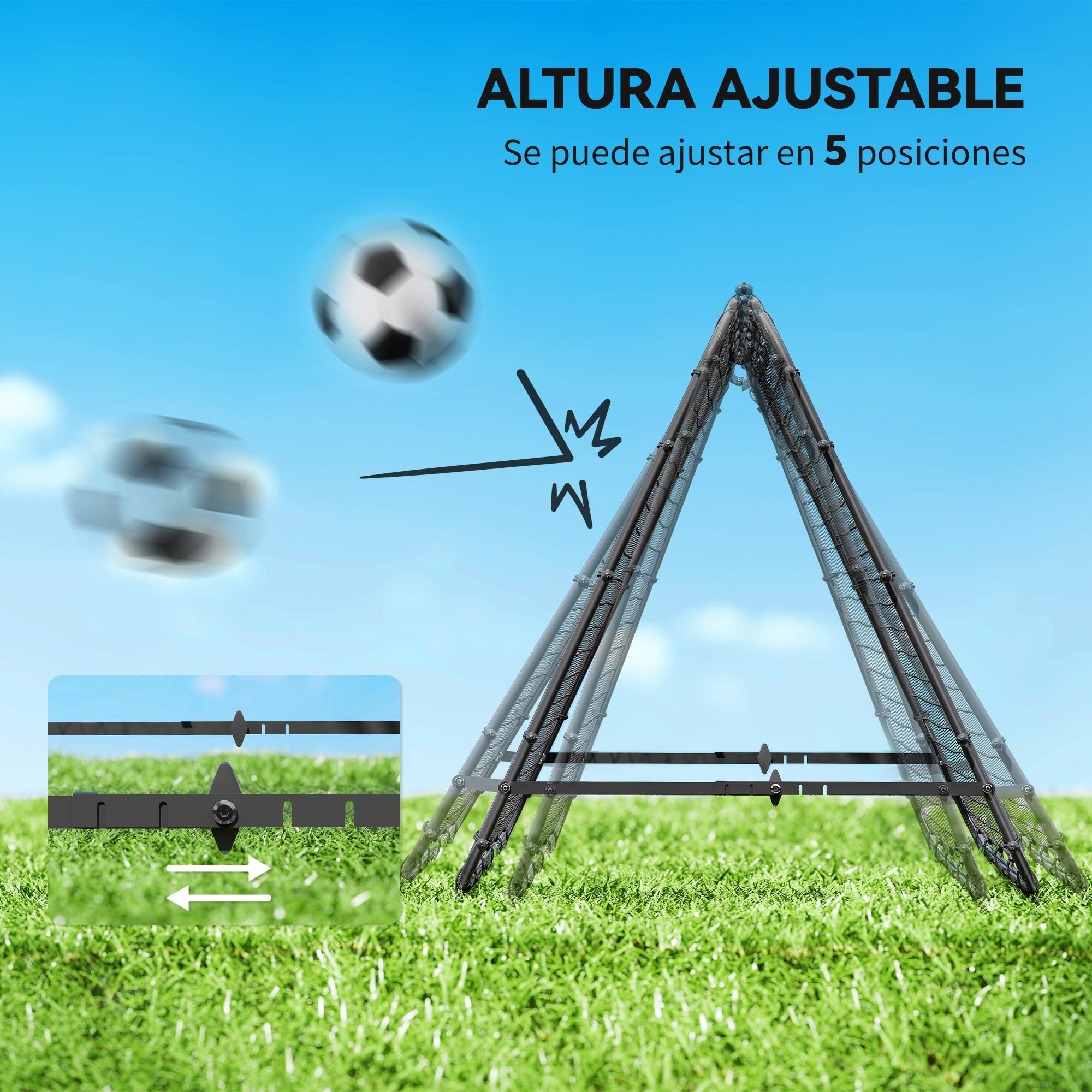 HOMCOM Red de Rebote Plegable de Doble Cara, Reboteador de Fútbol Ángulo Ajustable de 5 Niveles, con Tubo de Acero, Fácil de Instalar, Entrenamiento de Fútbol, Tenis, Béisbol, 100x95x90 cm