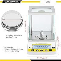 Vista 3 de CGOLDENWALL Balanza analítica de precisión 0.1 mg Balanza digital de laboratorio Balanza electrónica para laboratorios (7.76 oz, 0.1 mg)