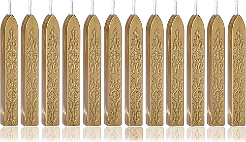 Miniatura 2 de Yoption 12 varillas de cera de sellado con mechas, tótem de oro antiguo manuscrito de fuego para sello de cera (oro antiguo)