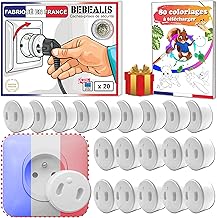 [Pack x20] Cache Prise Bébé Français [ Sans Clef Ni Adhésif ] - Invention 100% FABRIQUÉ EN FRANCE - Cache-Prise Bebe - Sécurité Domestique Protection Prise Courant Électrique - Puériculture