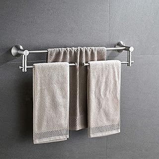 Bathroom Shelf Bathroom Towel Rack Stainless Steel Rotatable Towel Holder Bathroom 3-bar Towel Shelf Wall Mounted Brushed Double Towel Rail Bathroom Towel Storage Organizer Shelf Antirust Yearn for