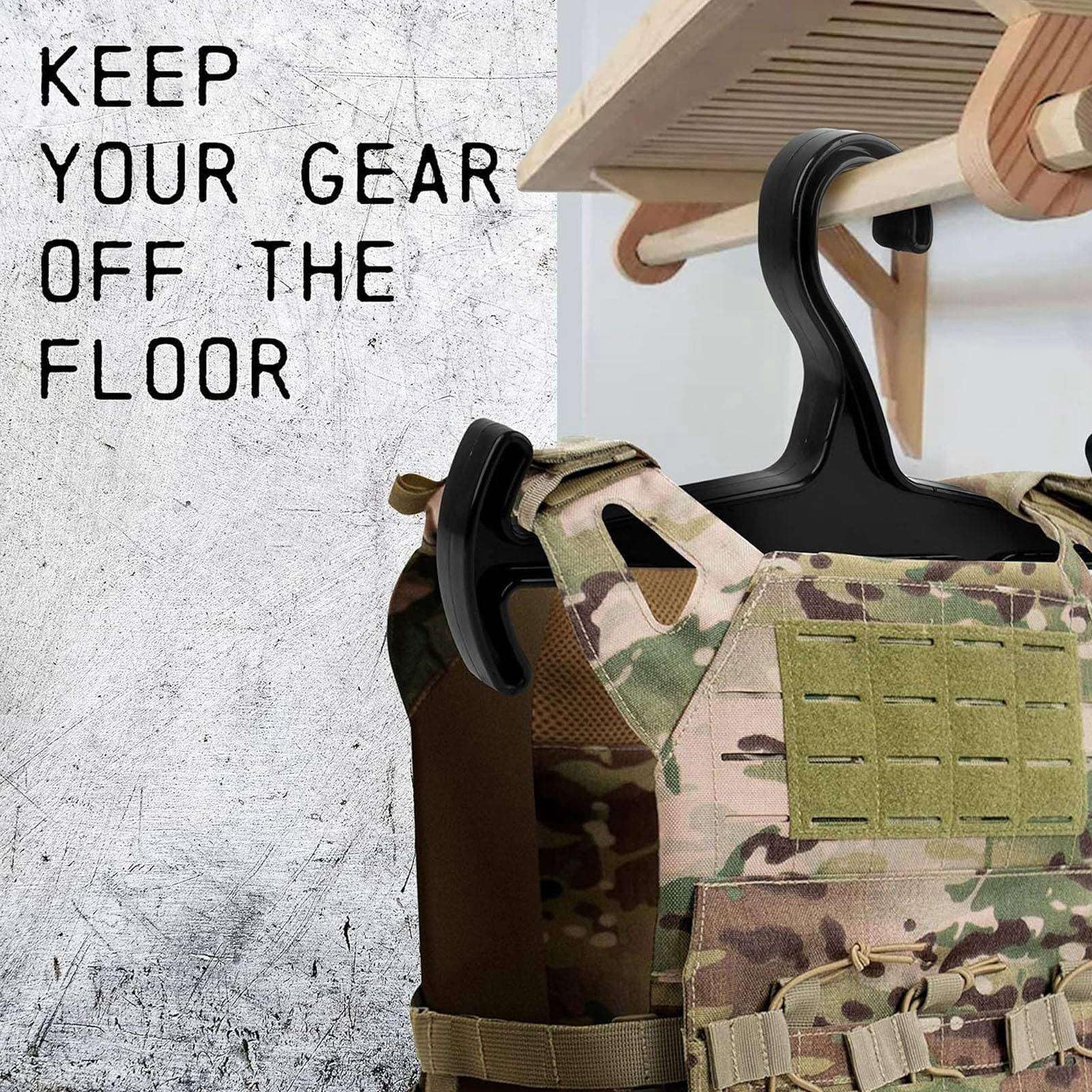 Elprico Percha de Servicio Pesado Multipropósito, Anti-Deslizamiento, Colgador de Ropa de Alto Soporte de Carga, Ideal para Armadura Corporal, Policía, Equipo Militar, Buceo, Equipo de (Black)