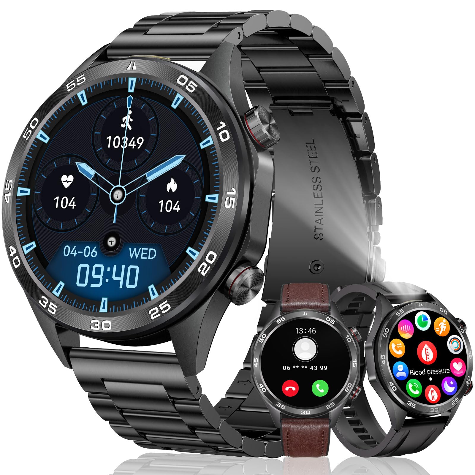 MEGALITH Montre Connectée Homme Sport: Noir Montres Intelligente Etanche Fitness Podometre - Appel Bluetooth Smartwatch Compatible Android iOS