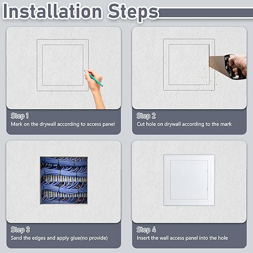 Miniatura 7 de Flamorrow Panel de acceso de plástico blanco para paneles de yeso, paneles de acceso de fontanería de 16 x 16 pulgadas para paneles de yeso, puerta