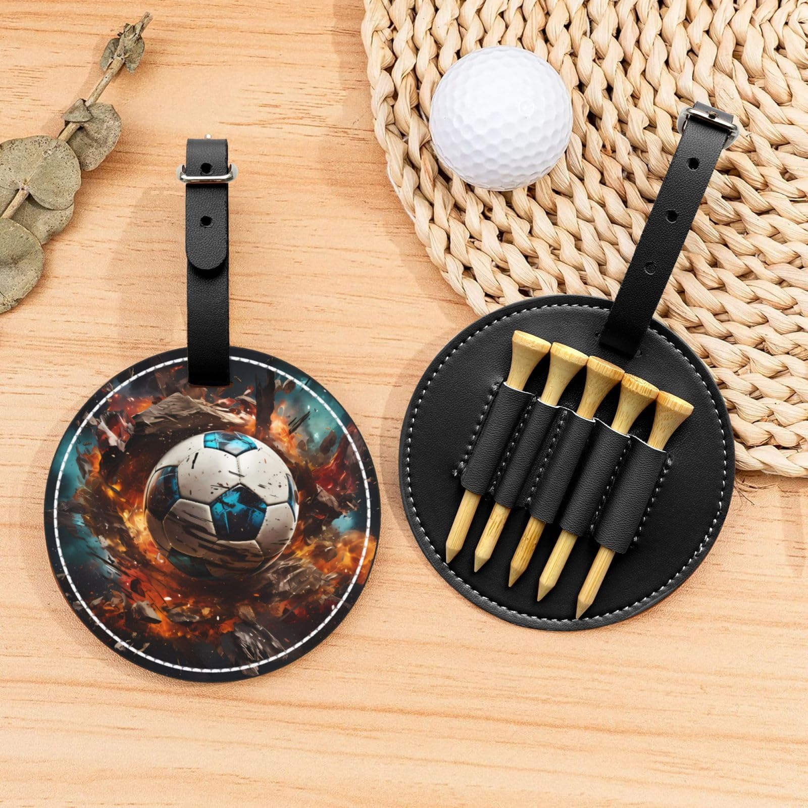 Firecracker Soccer Black Printed Golf tee Storage Bag - Portable Design, Easy to Organize tee