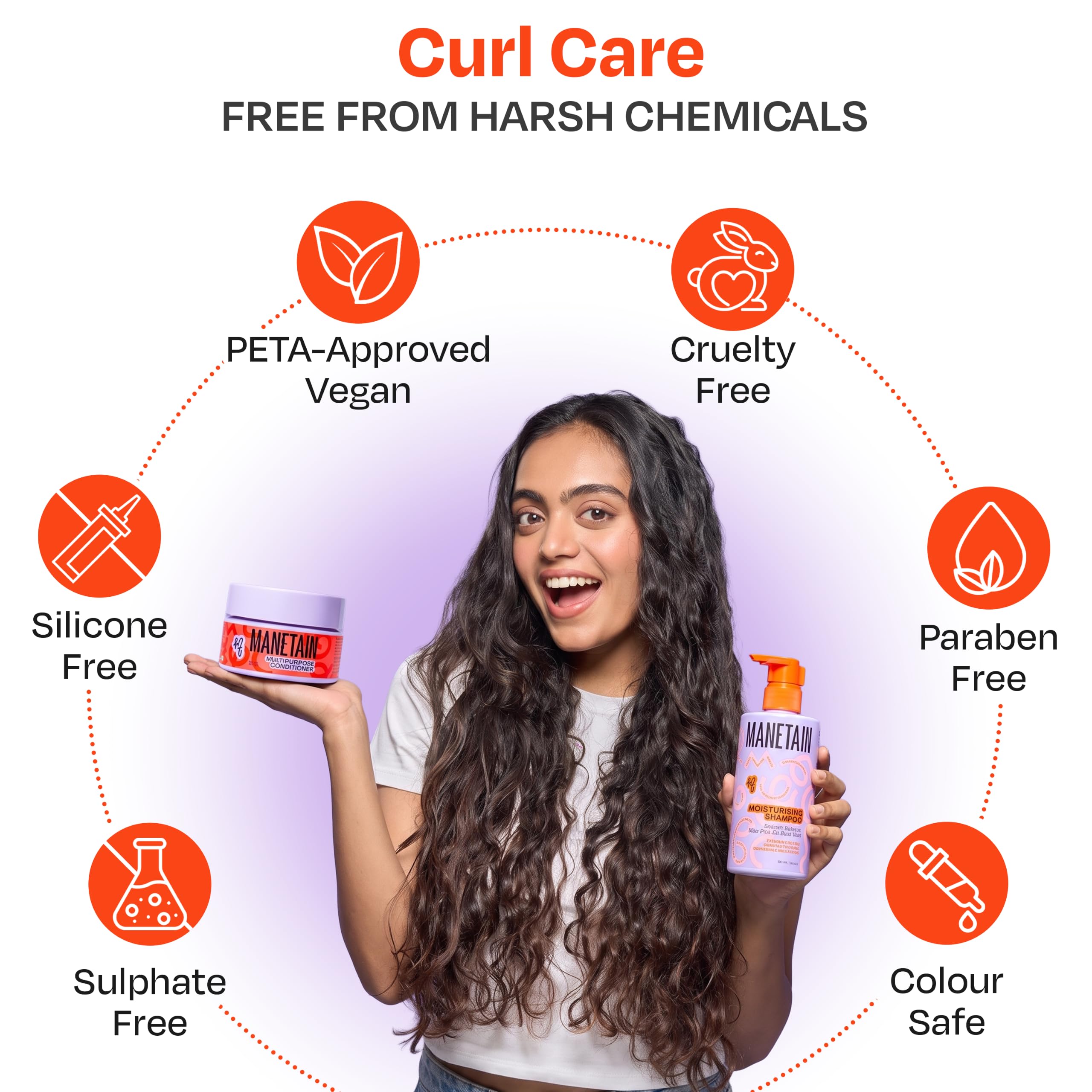 MANETAIN Beginner Basic Bundle | Moisturising Shampoo 237ml & Multipurpose Conditioner 200gm | Protein/Moisture Balanced for Curly, Wavy & Frizzy Hair | Frizz Control, Hydrating, Strengthening, Curl Enhancing | CG Friendly product image 4