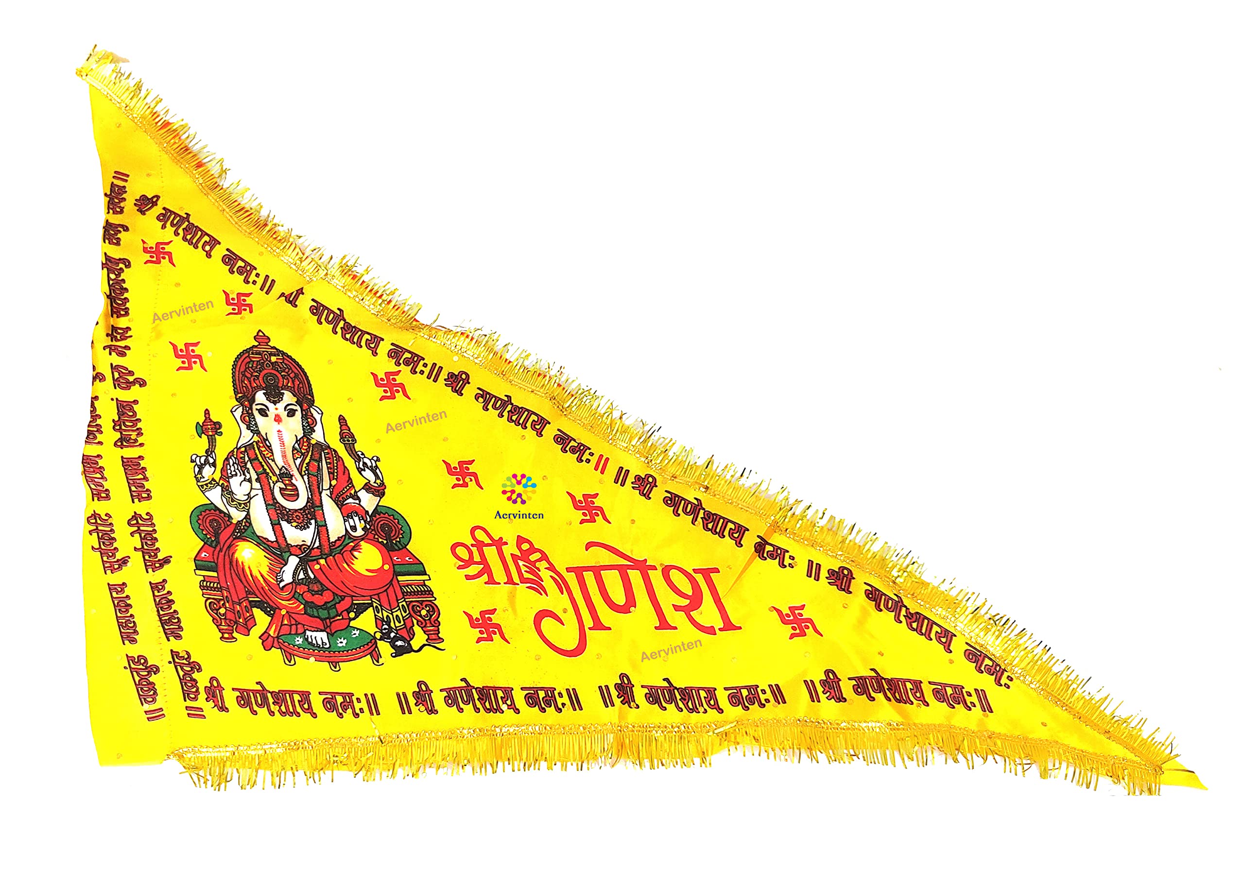 Aervinten Ganesh ji Satin Cloth Jhanda Flag Dwaj for Home/Temple for All Religious, Auspicious Purpose Best for Puja Available in Kesari Color (1 Flag,Normal Size) || A@54 (B0B34MZZ7J) Amazon Price History, Amazon Price Tracker
