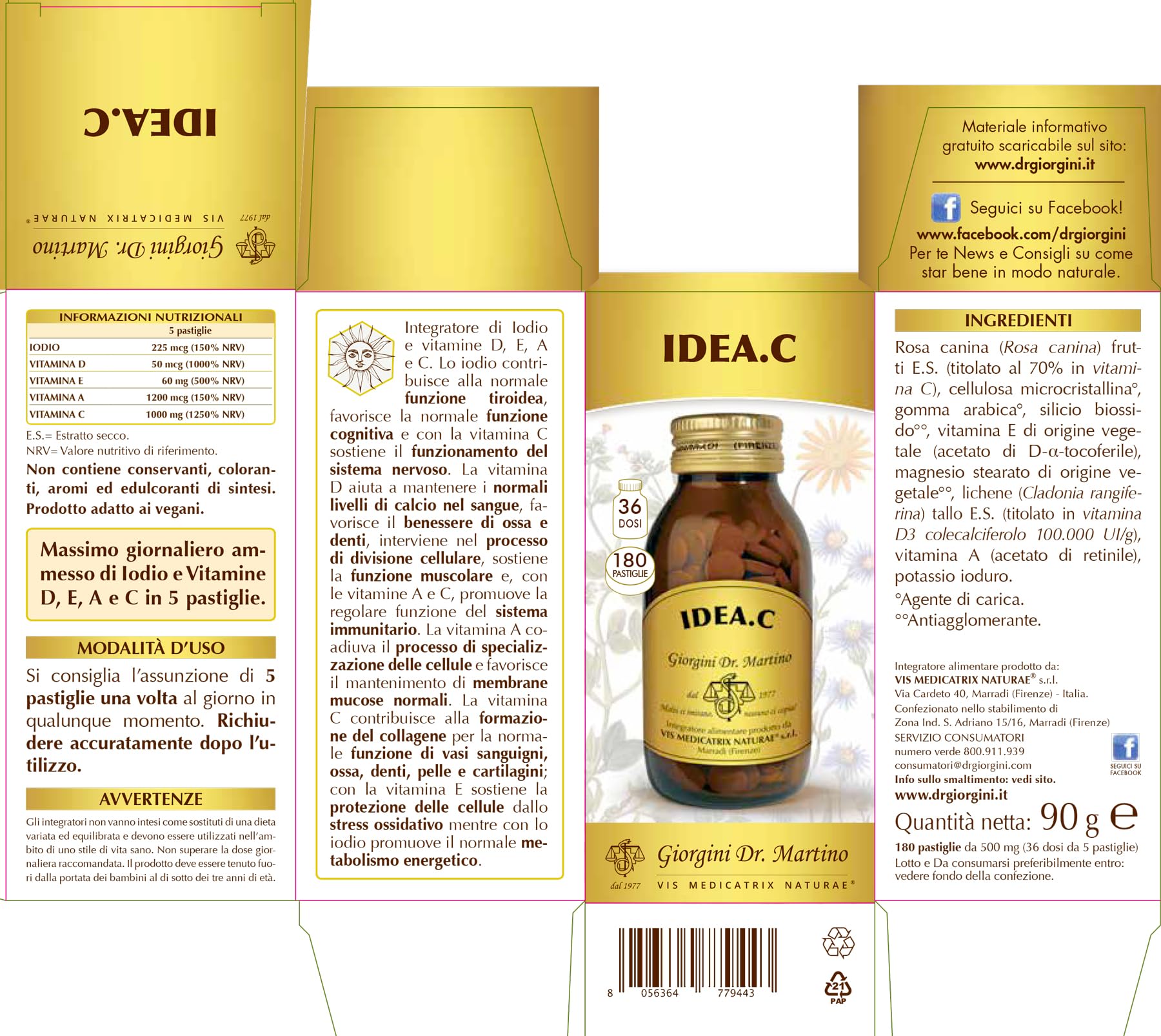 Dr Giorgini Idea.C - difese immuniarie - Iodio, Vitamina D, E, A e C - 180 pastiglie