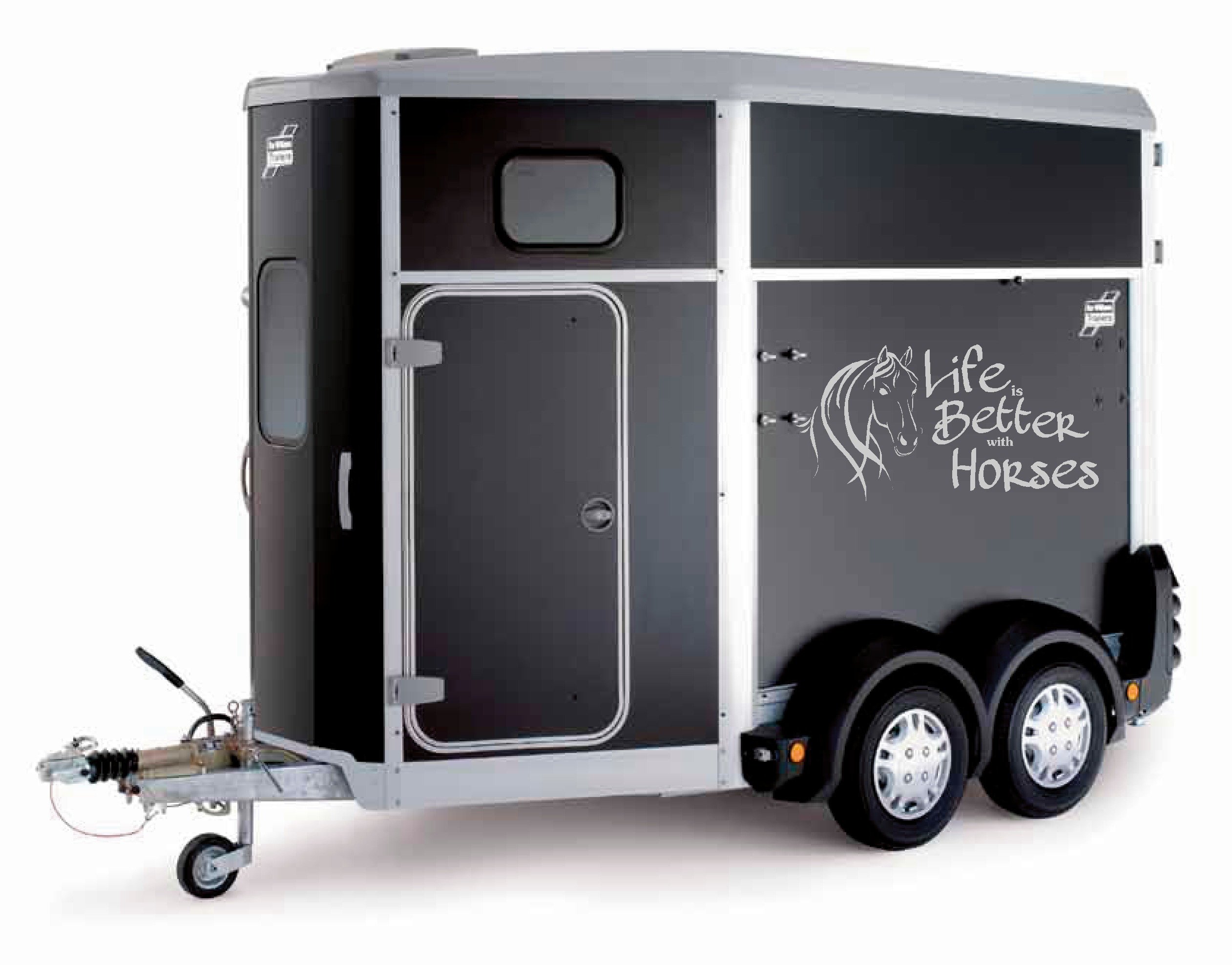 LightningSigns Life is Better with Horses Trailer Box Truck Sticker Wall Art Decals Large LSH18 (Silver)