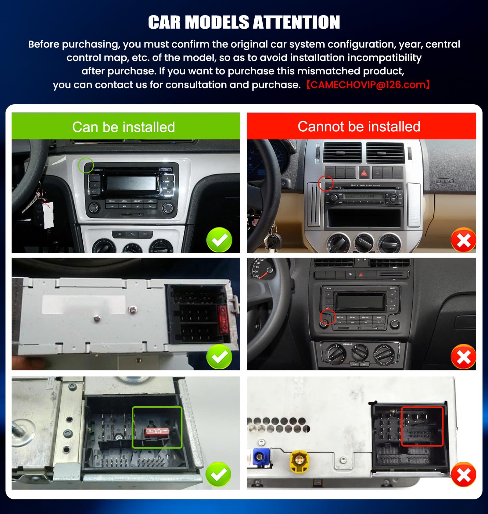CAMECHO Odtwarzacz samochodowy z CarPlay dla VW Golf 5 i 6 oraz Polo z Android Auto ekranem dotykowym IPS 7 cali 2 Din radio FM AM RDS Bluetooth MirrorLink dwa porty USB SWC i Canbus