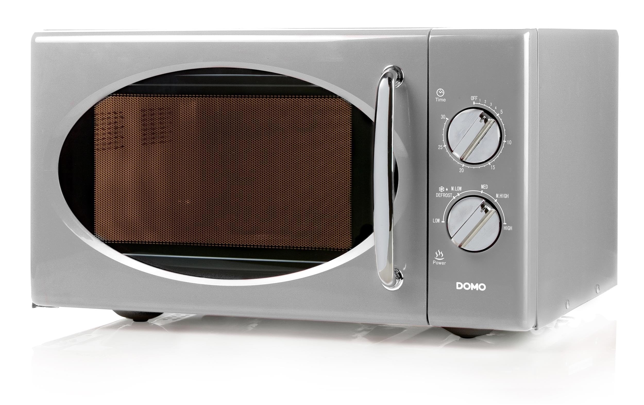 Domo DO3025 - Microondas (temporizador, 6 niveles de potencia, 25 litros, 900 W), color plateado y gris