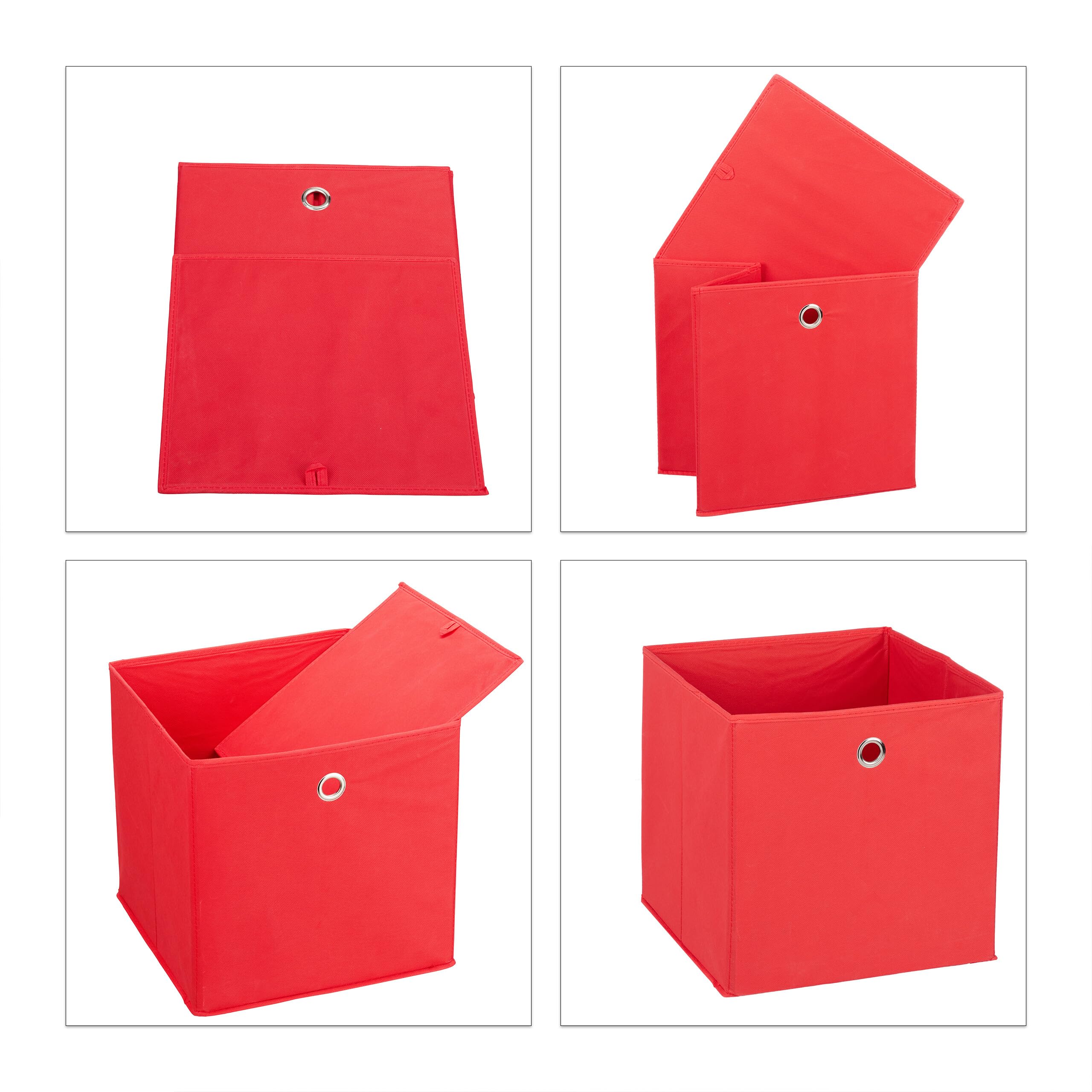 Caisse Rangement Pliable Relaxdays Boîtes De Rangement, Lot De 4, Pliables, H X L X P : 30 X 30 X 30 Cm, œillet, Caisses Pliables, Gris Caisse Pliable Rangement