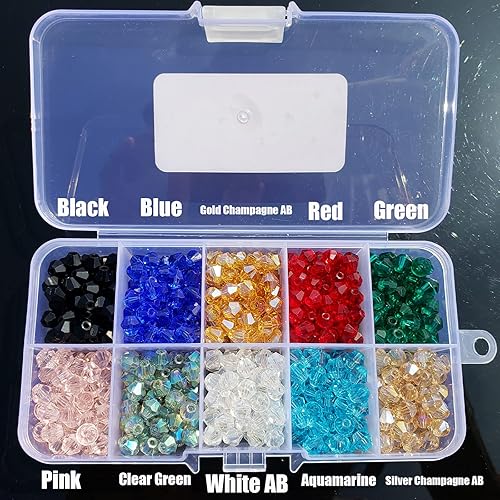 Miniatura 6 de 480 cuentas de cristal con forma de bicono facetadas de 0.236 in, cuentas espaciadoras de cristal para pulseras, collares, decoración a mano para
