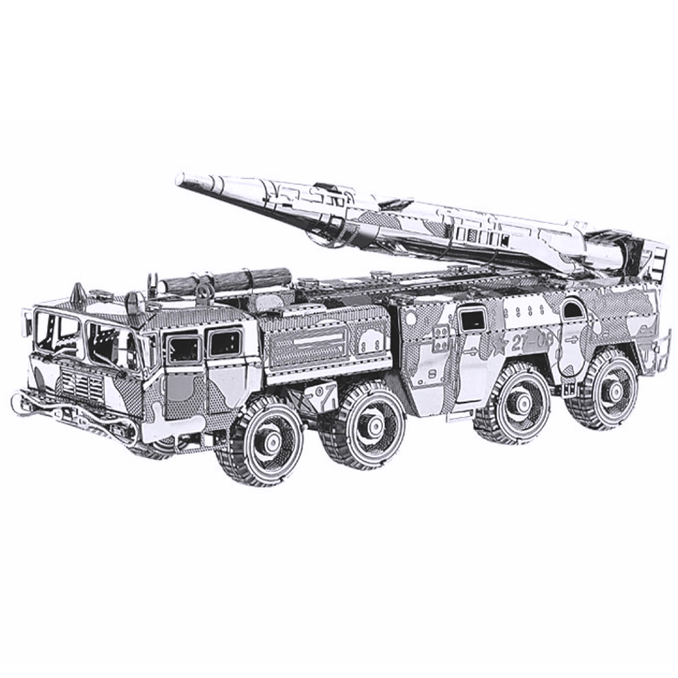 Metal Zone DF-11 DF-11 Metal 3D Puzzle Model Truck Missile Launcher to Assemble Metal Puzzle 3D Combat 3D Puzzle in Metal for Adults 13.5 x 3.5 x 12.7 cm