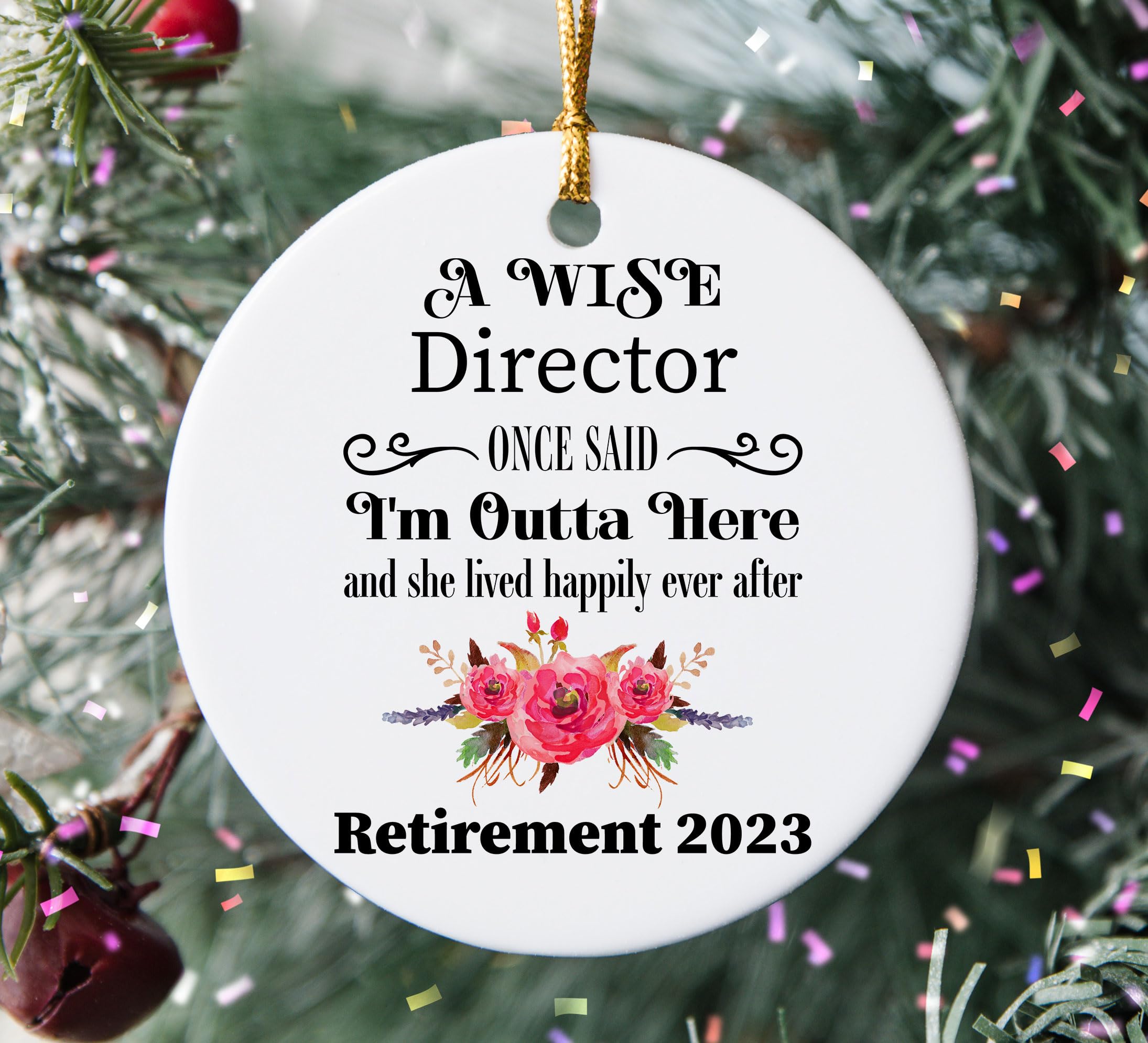 Director Retirement Ornament 2023, Gifts for Retiring Boss Coworker Manager Lady Female, Farewell Party Decoration Christmas Tree, Ceramic Circle, A Wise Women