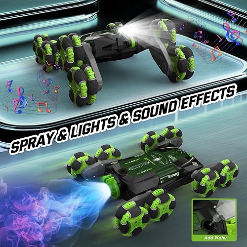 Miniatura 8 de cossy 8WD Gesture Sensing Rc Stunt Car, 2 modos de autos Rc, auto de acrobacias a control remoto con luz y música, rotación de 360 grados, auto de