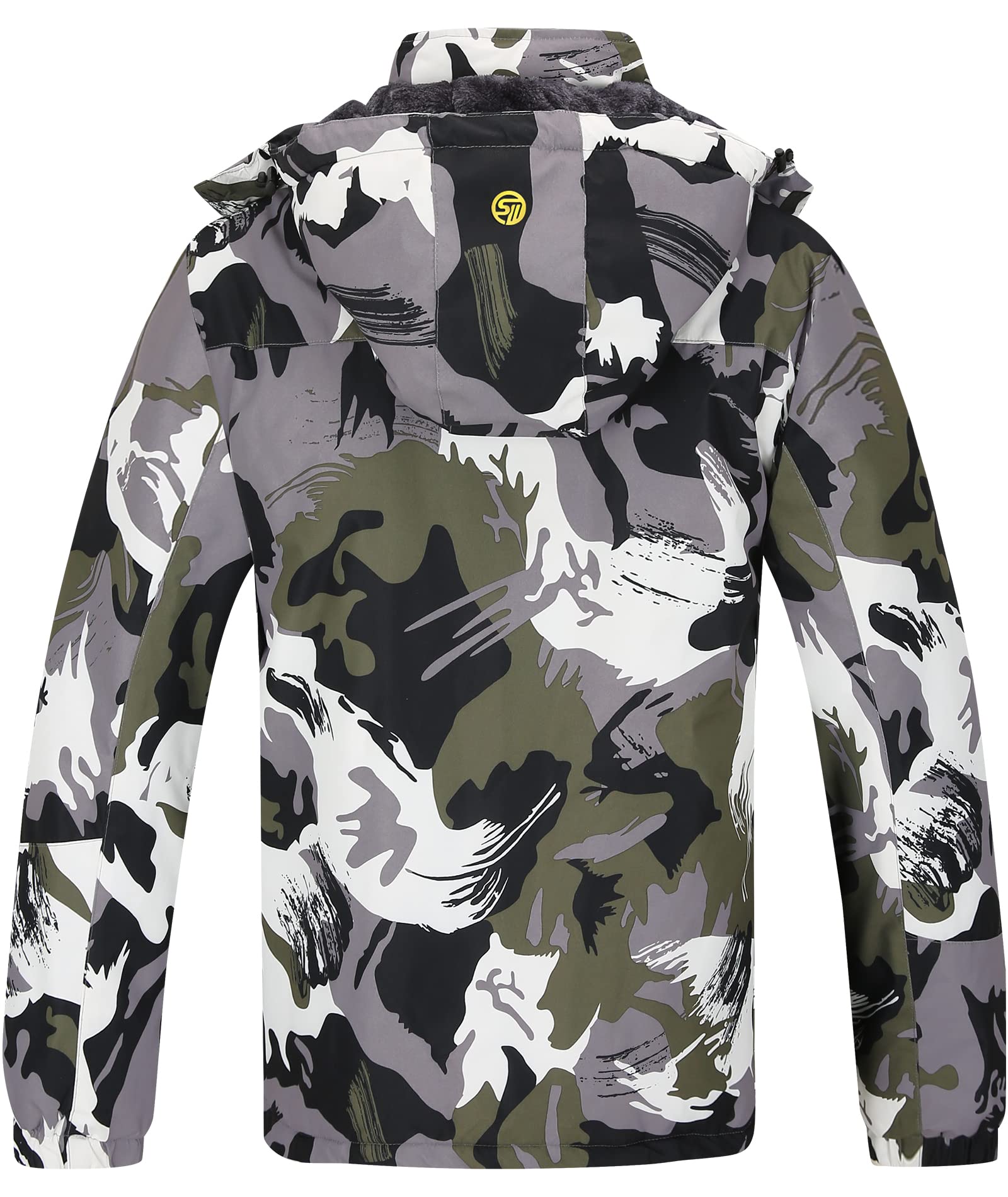 SwissWell Giacca da sci da uomo Giacca in pile spesso impermeabile Giacca a vento foderata calda Giacca con cappuccio staccabile con tasche multiple