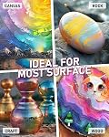 Nicpro 20 Colors Iridescent Acrylic Paint, 8.45oz/250ml Large Bulk Metallic Acrylic Paint, Non-Toxic Art Painting Supplies For Halloween Canvas Fabric Rock Wood with Paint Knife Color Wheel
