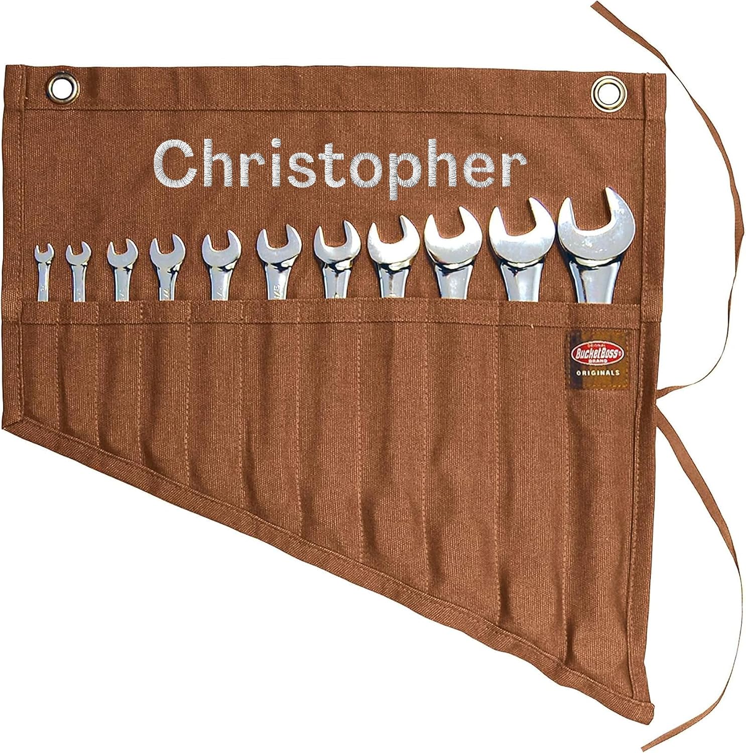 Personalized Roll Tool Set, Customized Tool Organizer with Custom Name, Embroidered Tool Pouch, Wrench Set Roll, Socket Wrench Organizer for Tool Set 11 Pockets Rolling Tool Organizer, Wrench Roll