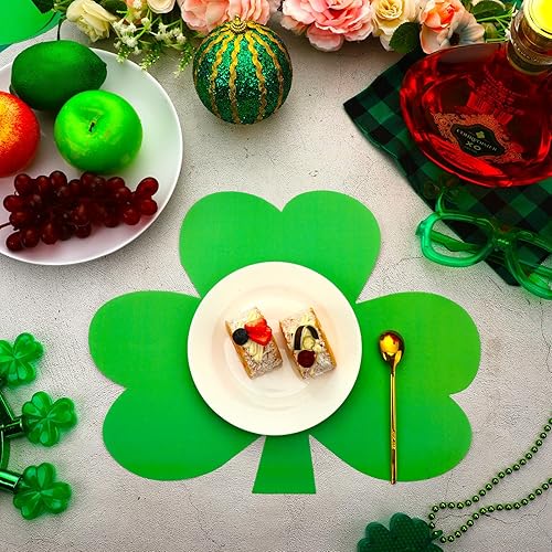 Miniatura 4 de Eaasty 50 manteles individuales del día de San Patricio a granel de papel trébol desechables para el día de San Patricio, manteles individuales de