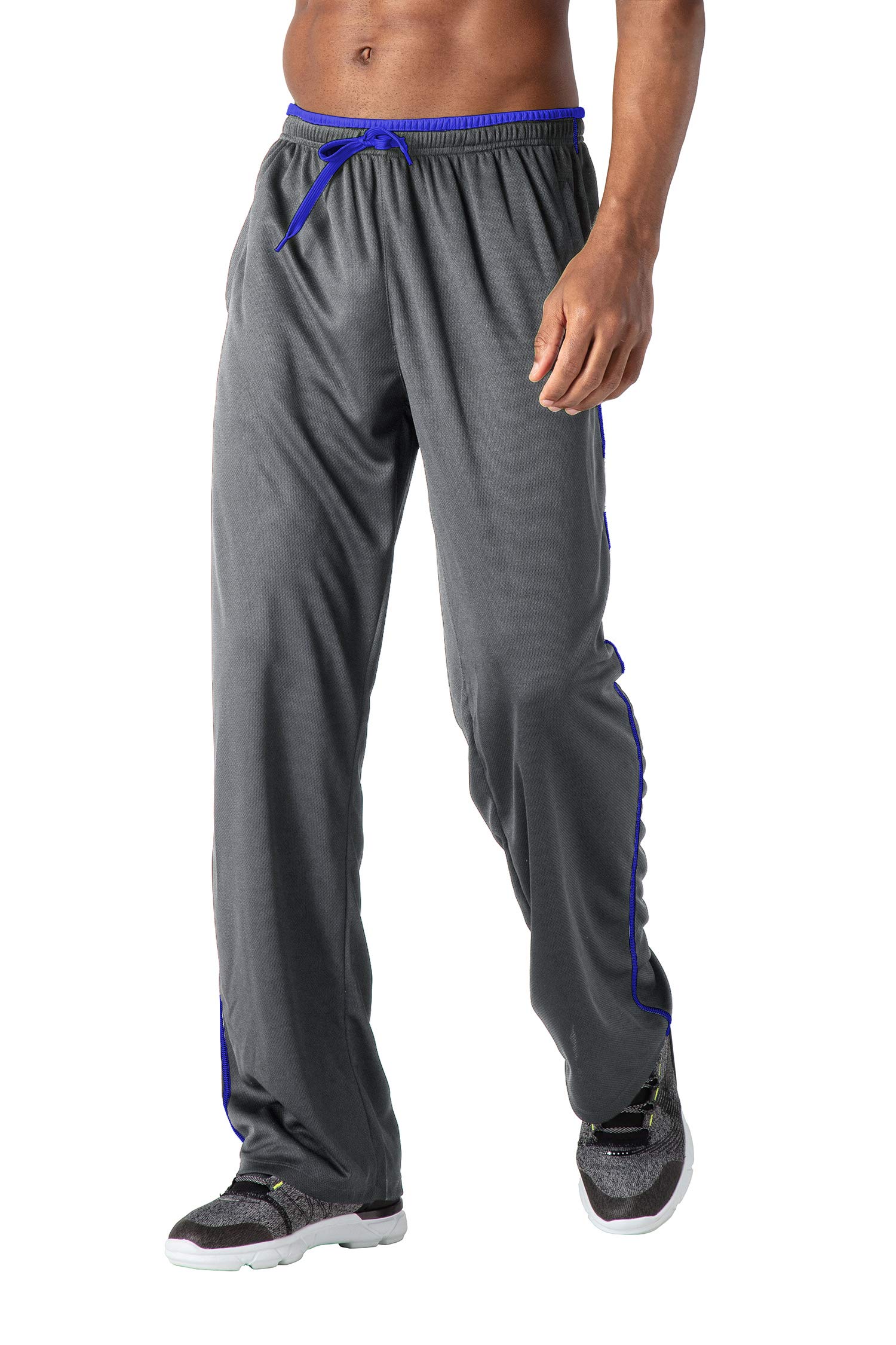 Herren Jogginghose mit Reißverschlusstaschen, atmungsaktiv, für Laufen, Fitnessstudio, Workout, Athletik, Netz-Hose, offener Boden