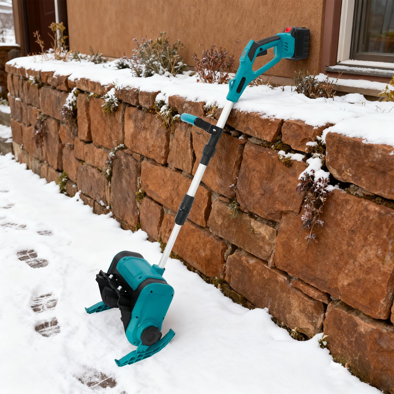 Akku Schneefräse, Straßenschneepflug, Elektrische Schneefräse mit 2 Akkus und 1 Ladegerät, Schneeschaufe, Schneekehrmaschine, Schneeschieber, Schneeräumgeräte, für Stadtstraßen