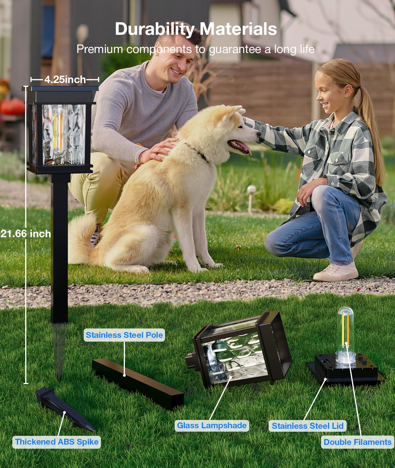 XMCOSY+ Solar-Wegeleuchten, 25 lm, helle Solarleuchten (4 Stück, warm und kalt)