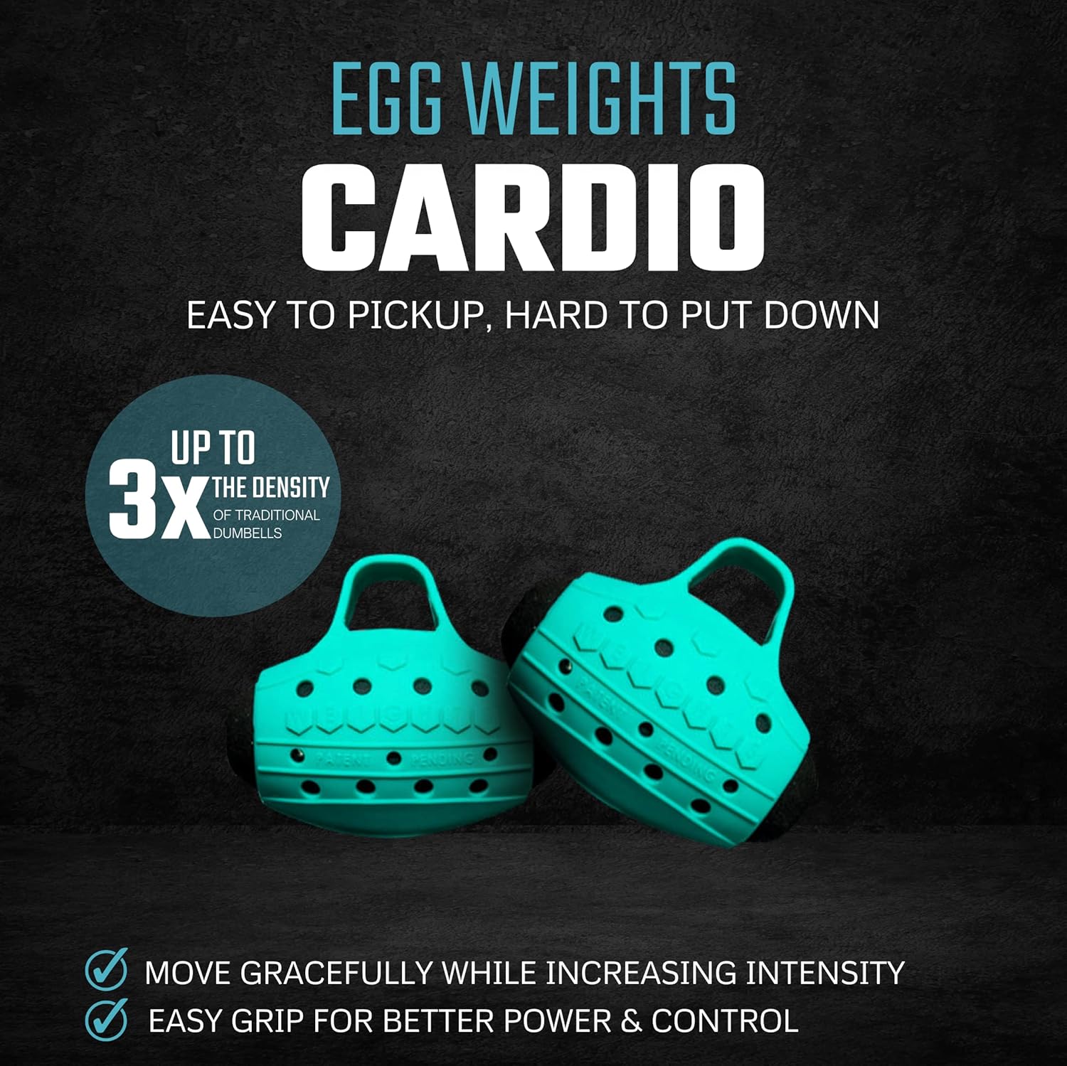 Egg Weights Cardio 2.0 lbs. Set Metal Alloy Hand Weights With Anti-Slip Finger Loop for Yoga, Fitness Training for Men and Women - 2 Eggs, 1.0 lbs each + Free E-Book Workout Guide