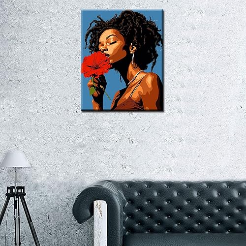 Miniatura 21 de Pintura por números, pintura acrílica afroamericana por números, kit de pintura por números para niños y adultos, principiantes, moda negra, pintura