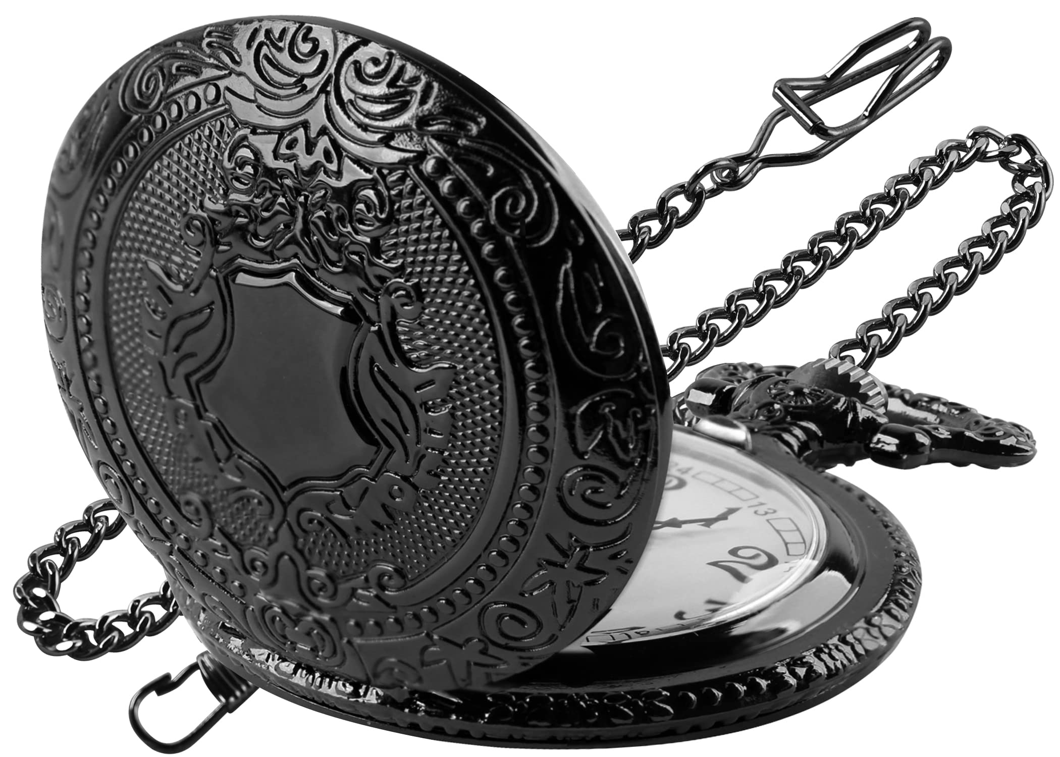 SwitchMe Classic Quartz Pocket Watch for Men,Roman Numeral Dial Non-Mechanical Movement Pocket Watch with Chain