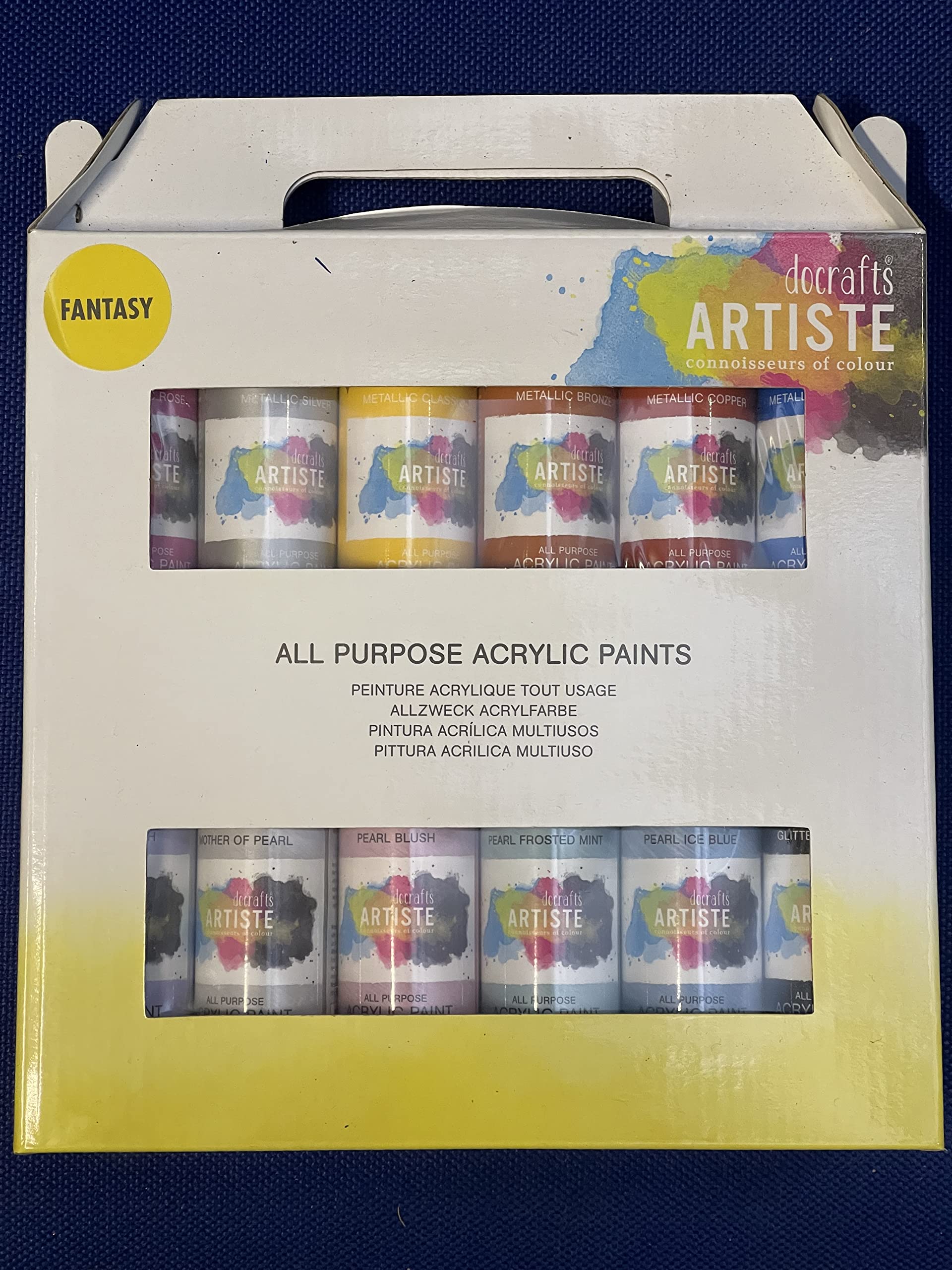 Artiste Lot de 12 peintures acryliques de 59 ml – Couleurs fantaisie, séchage rapide, peinture professionnelle pour artistes et loisirs créatifs, peintures à base d'eau couvrant les surfaces avec