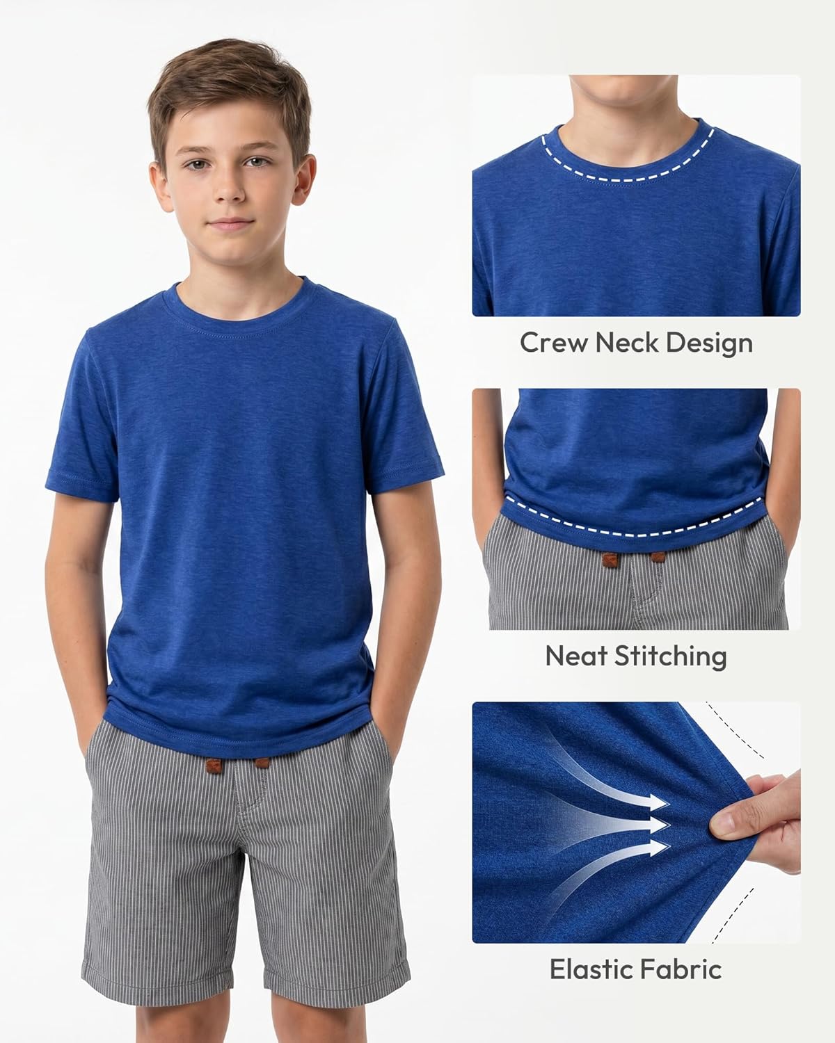 Boys' Athletic Shirts Performance Sports T-Shirts Moisture Wicking Shirts for Boys
