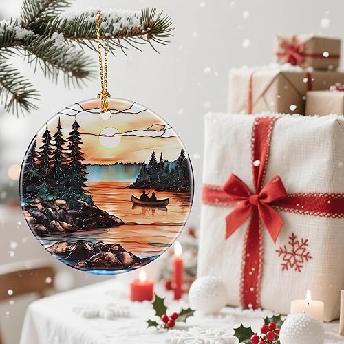 Miniatura 6 de Serene Mountain Sunset Adornos de Navidad decoraciones para árbol de Navidad y adornos navideños, regalos navideños, ideas de regalo para amigos,