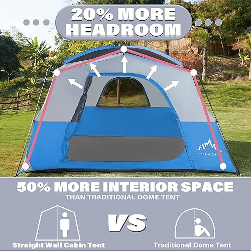 Miniatura 7 de GoHimal Tents 6 Person for Camping,Easy Setup Waterproof Windproof Camping Tent,Double Layer Cabin Tent -10'X9'X79in(H)