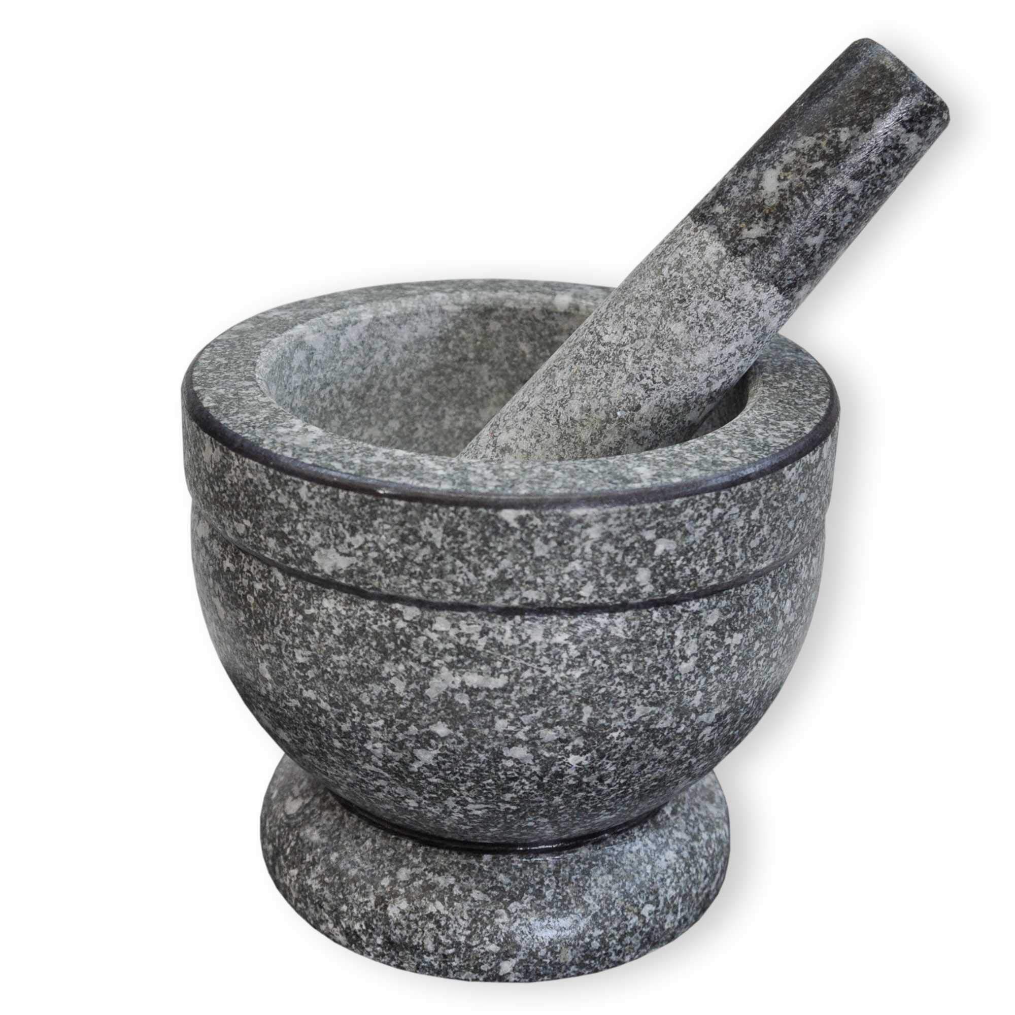 Wilai GmbH Granit Mörser mit Stößel, hochwertig - robust - langlebig, Steinmörser, Granitmörser, Gewürzmörser, Verschiedene Größen verfügbar (Ø 14 cm)