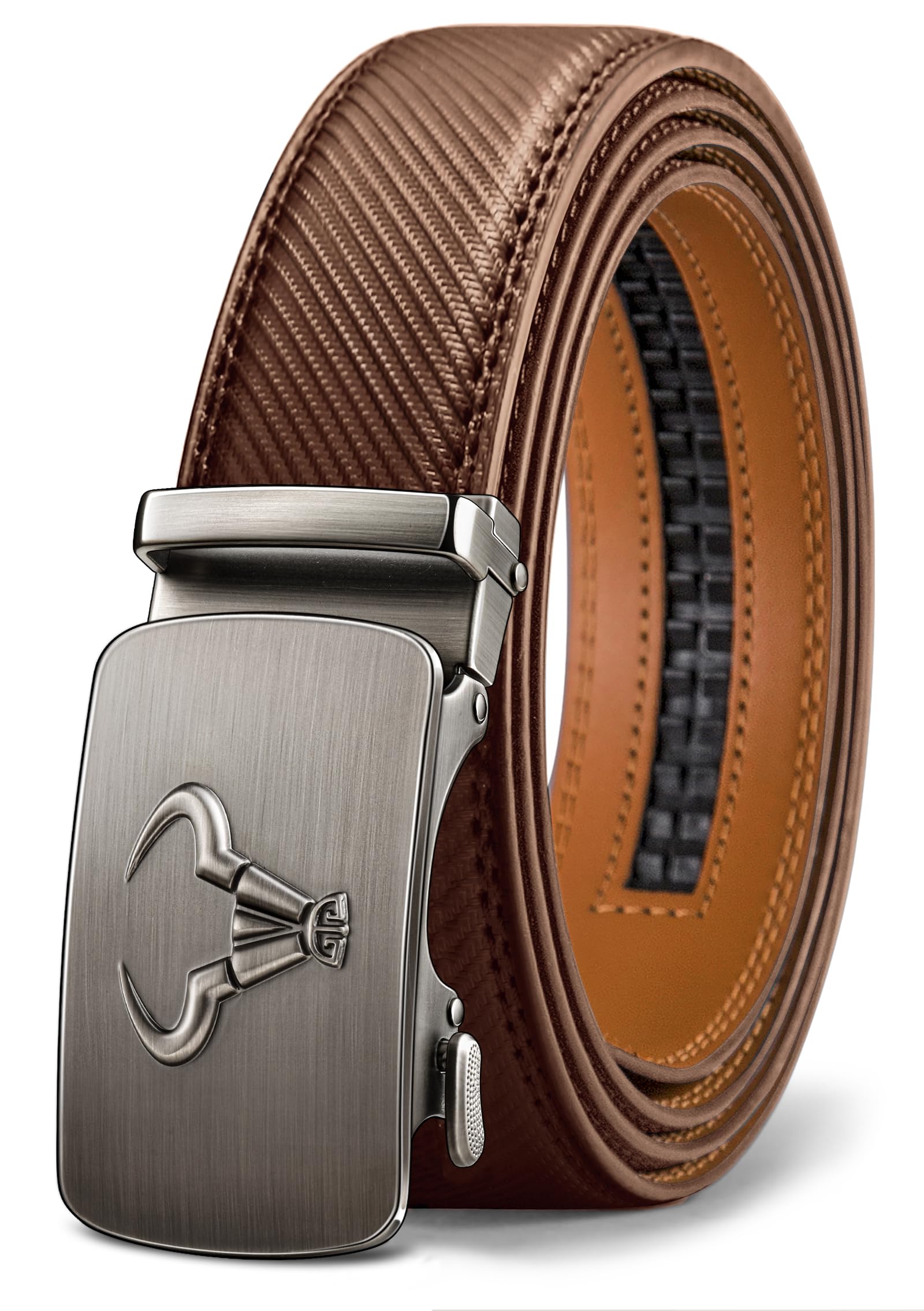 KEMISANT Cintura Uomo, Cintura Uomo Pelle Cricchetto Automatica Fibbia 35mm,Trim Regolabile per Adattars