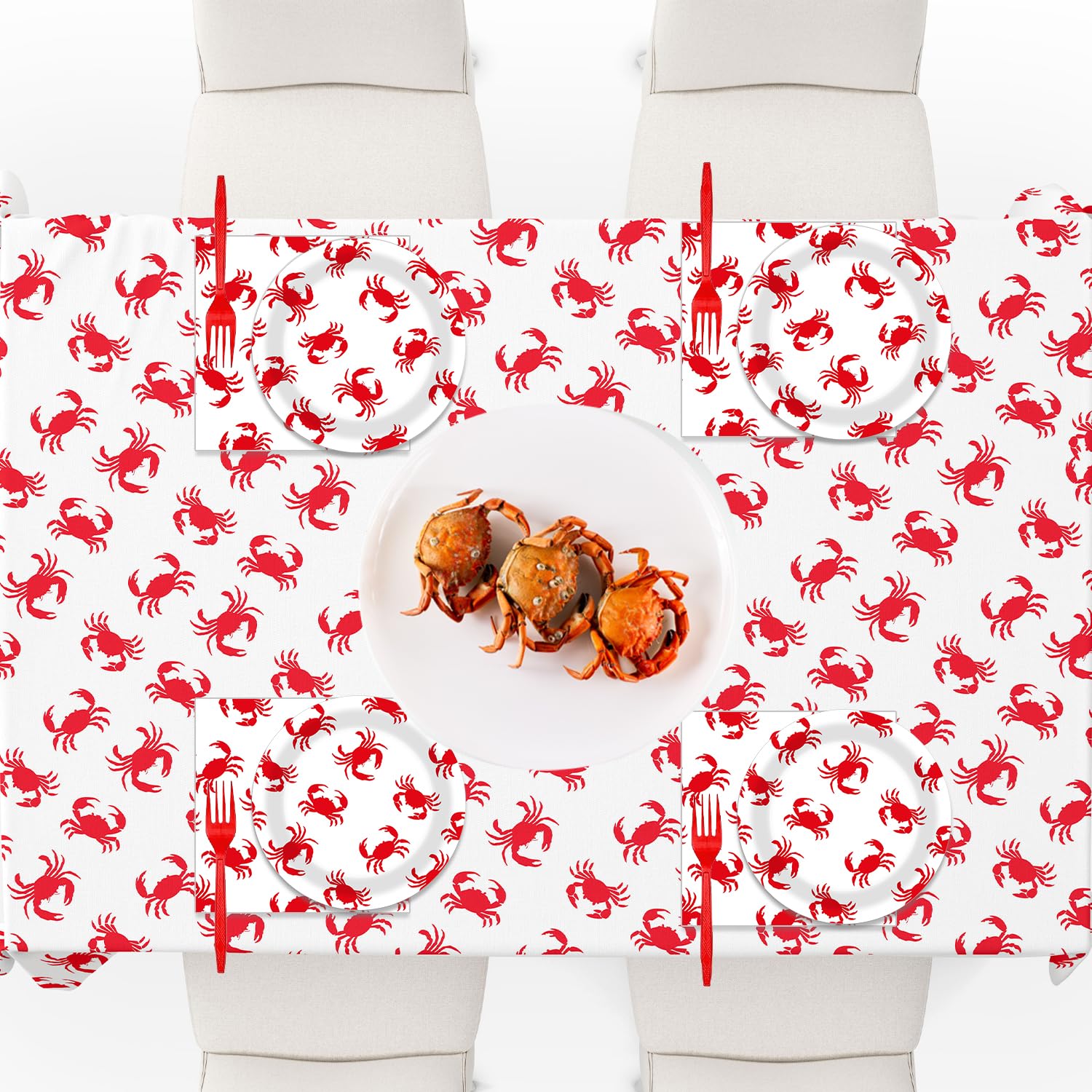 Crawfish Lobster Party Tablecloths (3-Pack) - 108x54 Inch Plastic Covers For Seafood Boil & Birthday - View #5