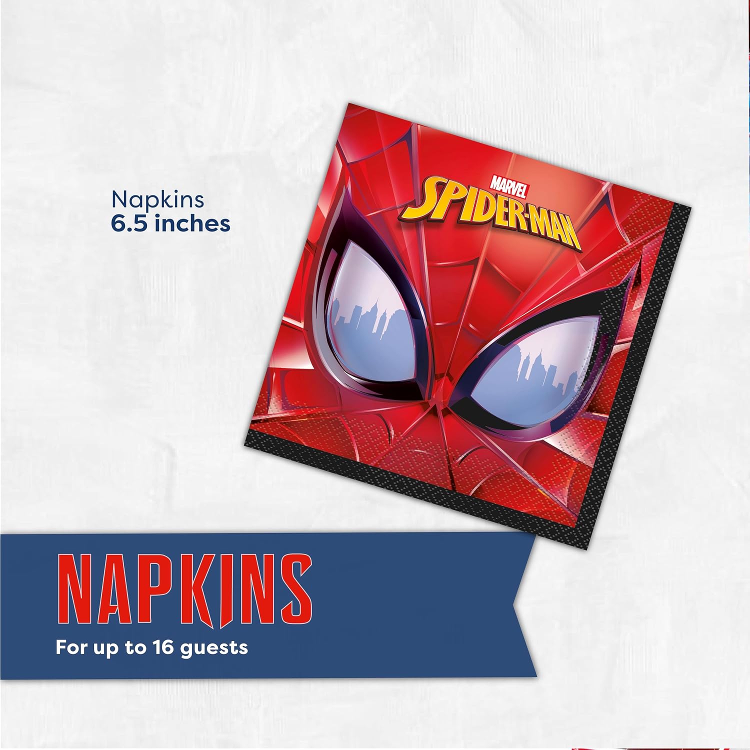 Spiderman Birthday Decorations | Spiderman Plates and Napkins Party Decorations | Serves 16 Guests | Officially Licensed