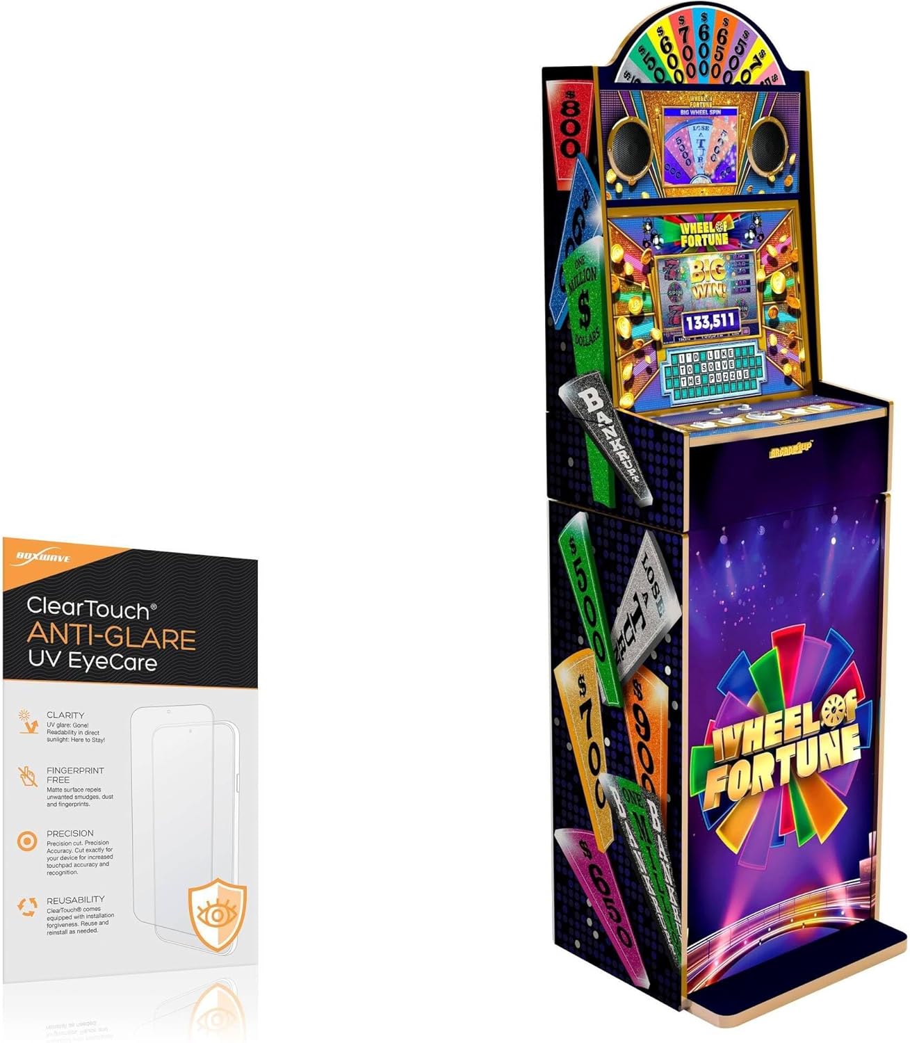BoxWave Screen Protector Compatible with Arcade1Up Wheel of Fortune Casinocade Deluxe Arcade Game - ClearTouch Anti-Glare Anti-UV EyeCare (2-Pack), Filters Out Harmful Blue Light Reduce Fatigue
