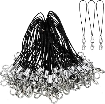 100PCS Phone Charm Strap with Lobster Clasp Cell Phone Charm Keychain String Lanyard Loop Charms for Keychain Clasps, USB Drive DIY Jewelry Mobile Accessories Charms