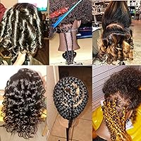 Vista 7 de Cabeza de maniquí con cabello humano para trenzar cabello 100% real, cabeza de maniquí de cosmetología con cabello, cabeza de muñeca para peinar