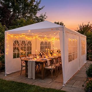 HOTEEL 10x20FT Party Tent, Large Outdoor Canopy Tents for Parties, White | 6 Removable Sidewalls, 2 Zipper Doors, 12 Ropes and 24 Stakes, Carpas para Fiestas for Wedding Patio Backyard