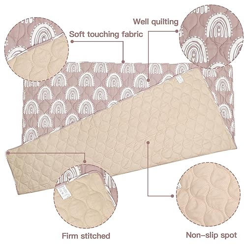 Miniatura 2 de Tapete de juego bohemio arcoíris de 71 x 59 pulgadas, tapete grande de palypen de una pieza, tapete grueso para gatear, tapete antideslizante para