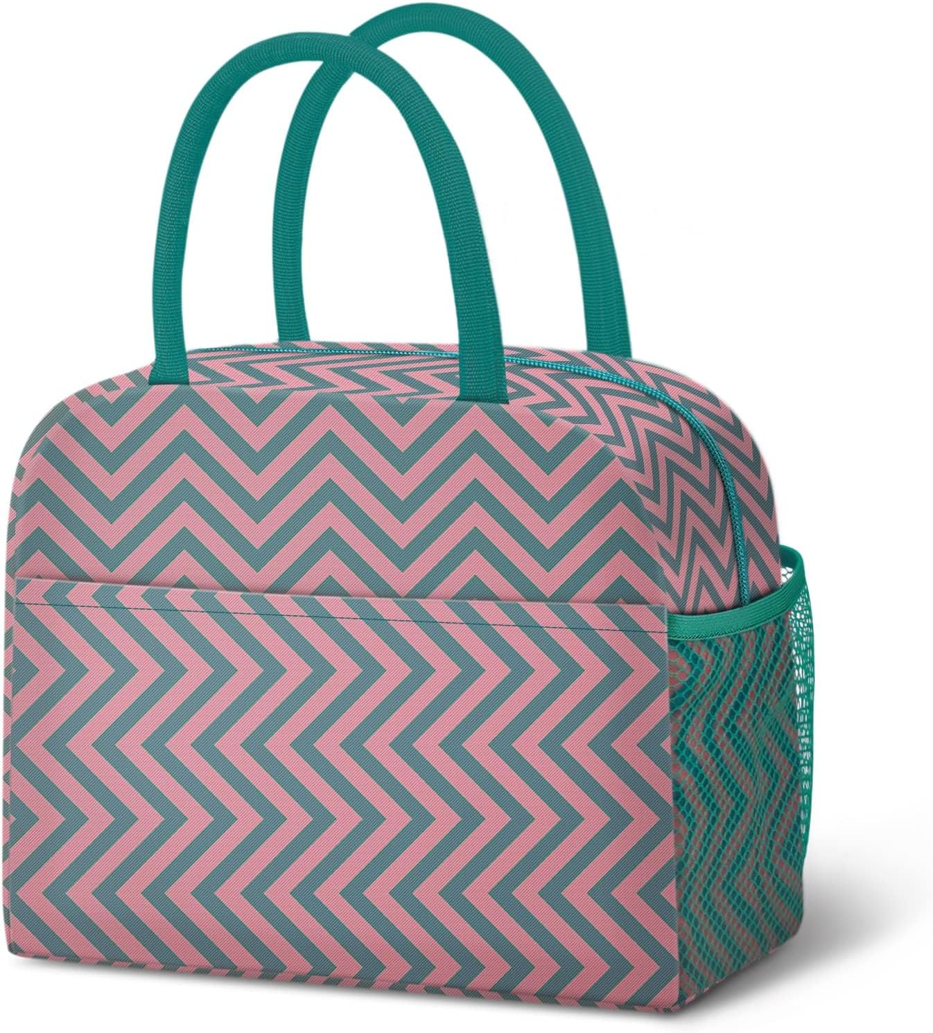 DALINDADALINDA Lunch Bag Women,Lunch Box for Women Men Reusable Insulated Lunch Tote Bag,Sack Food Handbags Case High Capacity for Travel Work Picnic,Green Stripe