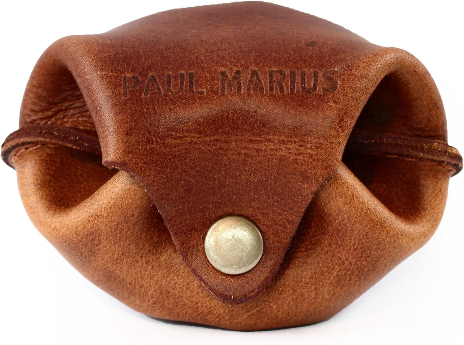 L'ESCARCELLE bourse en cuir souple, porte-monnaie avec bouton pression