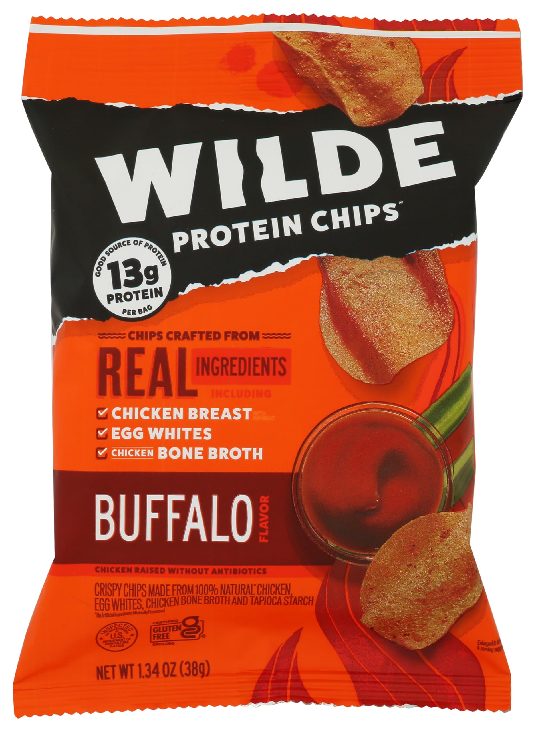 WILDE SNACKS CHIPS CHICKEN BUFFALO, 1 Ounce (Pack of 1)