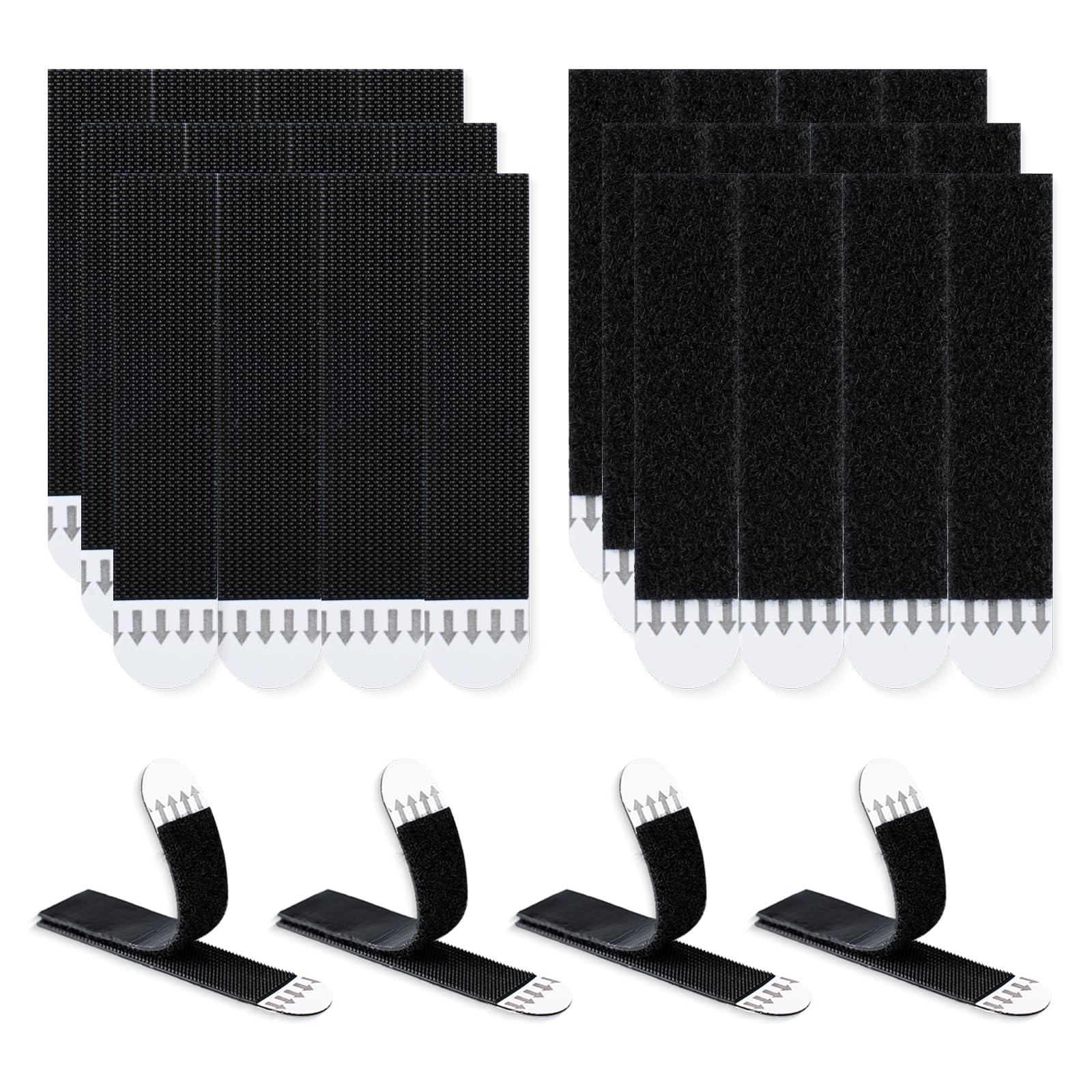 LLPT Picture Hanging Strips 12 Pairs (24 Strips) Large 19 x 94mm Black