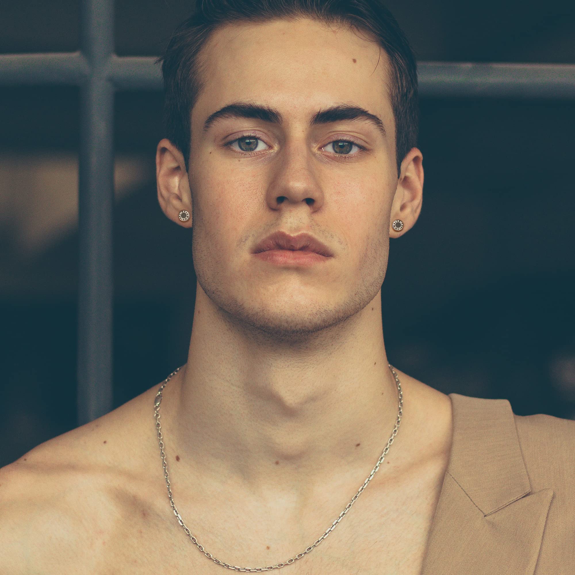 FIBO STEEL 16 Pairs Fake Gauge Earrings for Men Women Stainless Steel Stud Earrings Cheater Ear Plug Faux Gauges Earrings Ear Tunnel