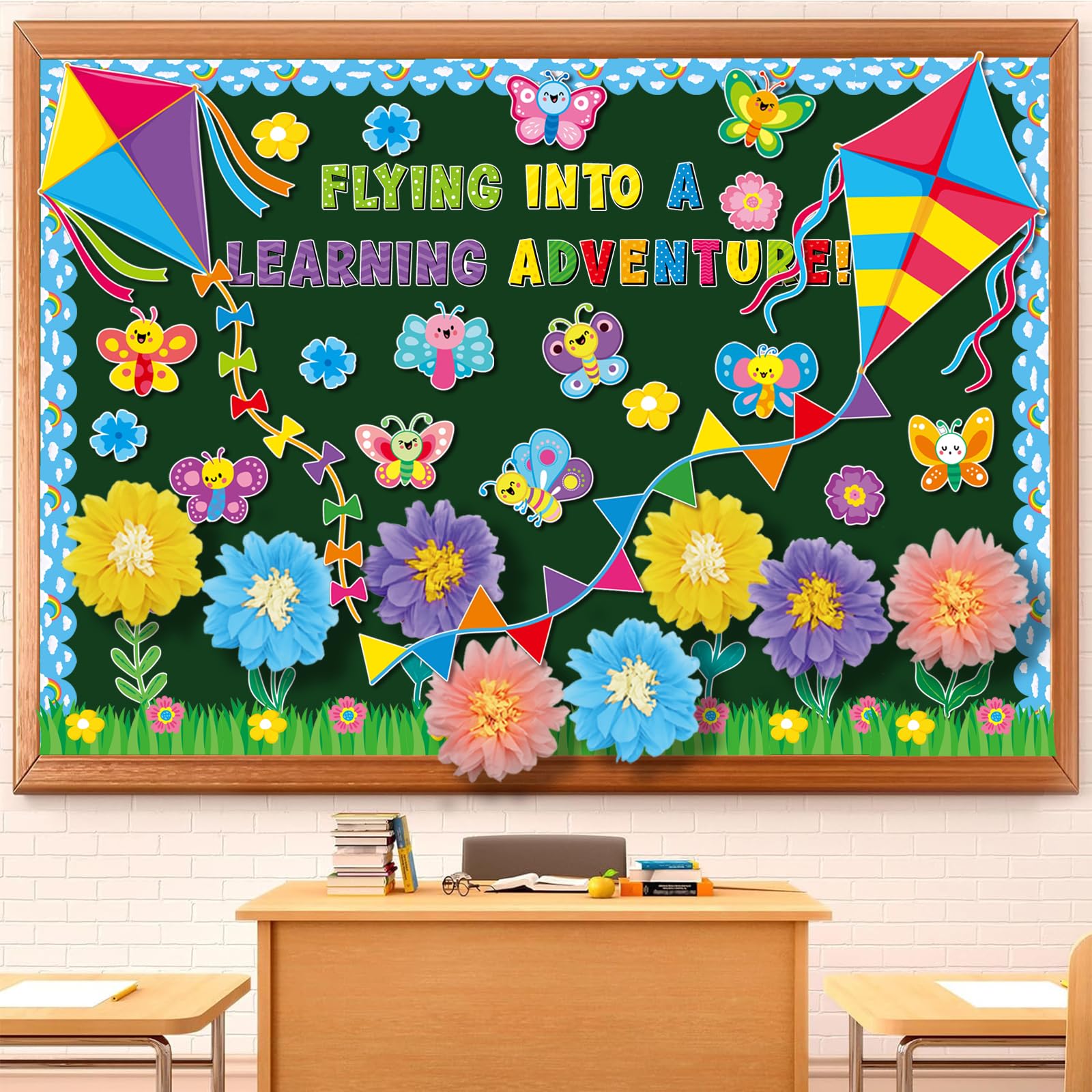 Tableau d'affichage de printemps pour classe et bureau avec fleurs 3D