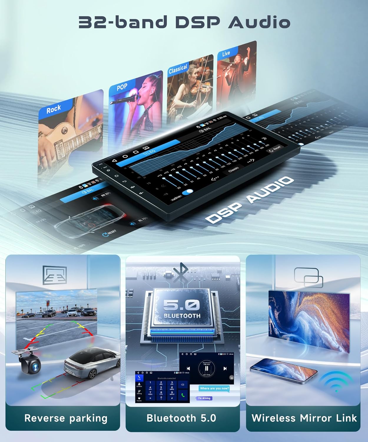 podofo 4G+64G Car Radio for Toyota RAV4 2003 2004 2005, Wireless Apple Carplay Android Auto Car Stereo, 9” IPS Touchscreen with WiFi, GPS, Bluetooth,FM/RDS, 32EQ DSP, Rear Camera